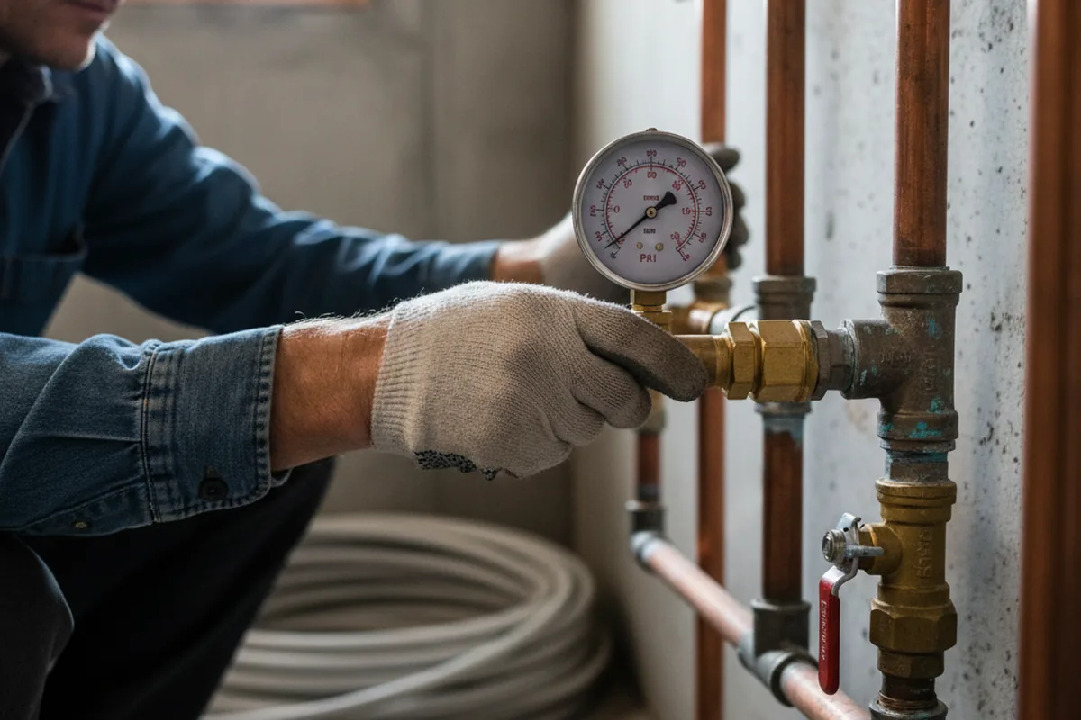 Pressure testing a repaired line during Water Line Repair in Kutztown